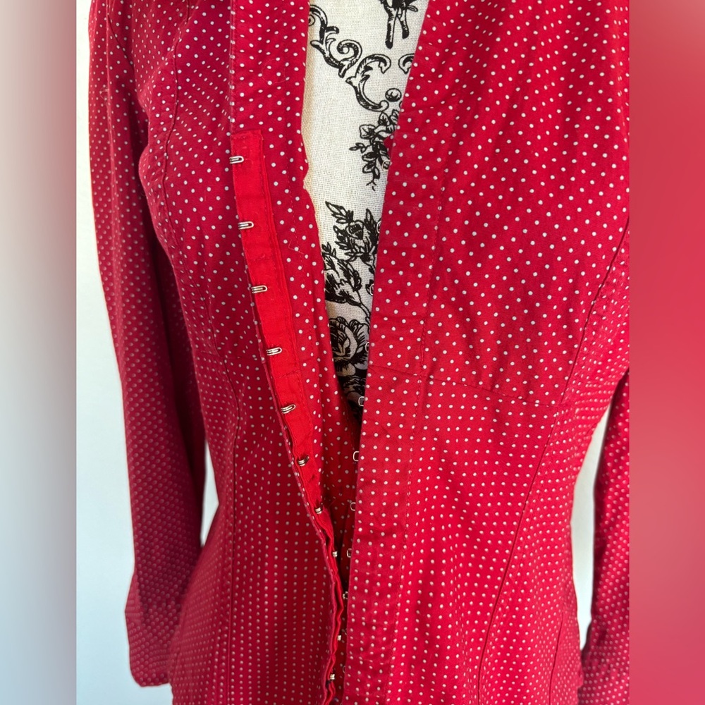 Cato Red Button Down Shirt with gray Dots - Picture 3 of 13